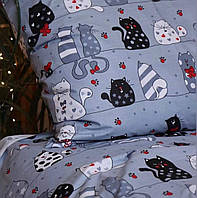 Детский полуторный постельный комплект бязь голд " Котики".