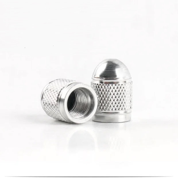 Алюмінієві ковпачки на ніпель авто вело мото, шредер (schrader) 2 шт. у сріблястому кольорі