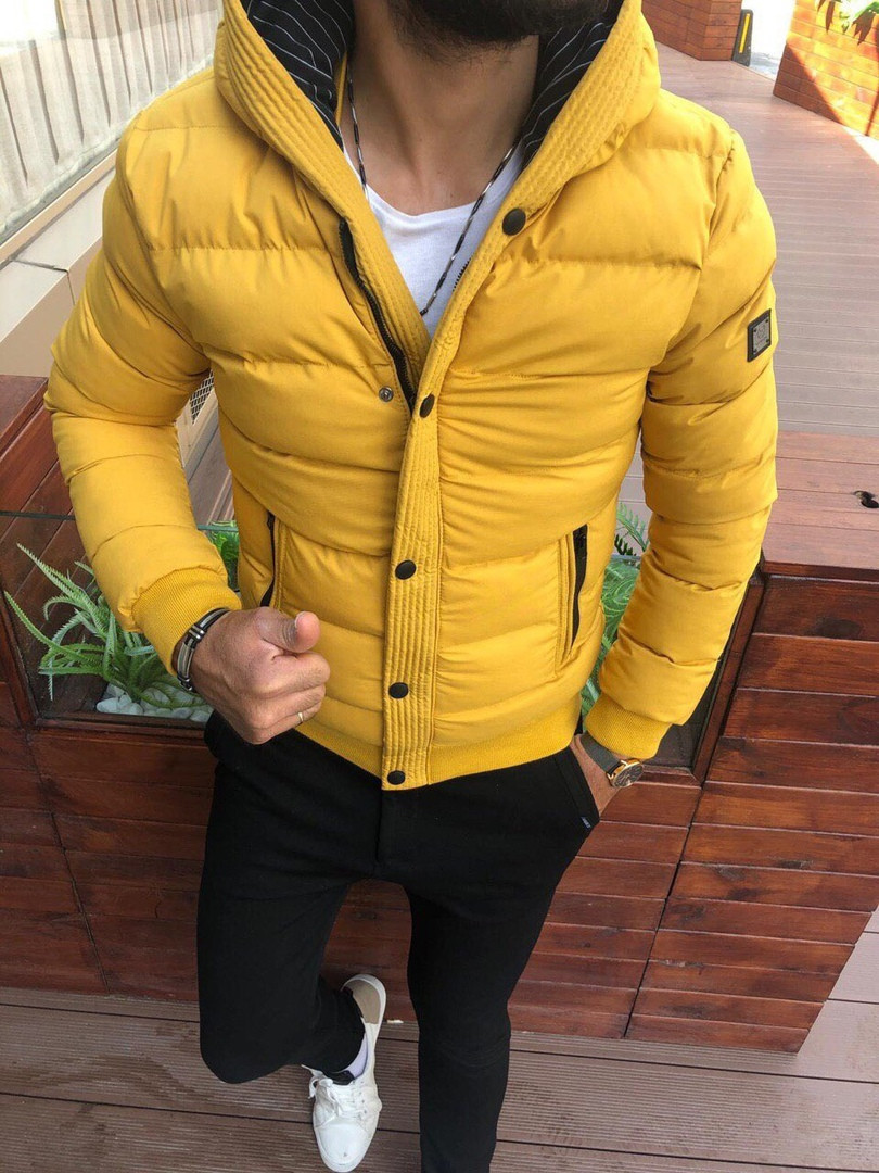 Чоловіча куртка зимова жовта. Розміри (S,M,L,XL,XXL)