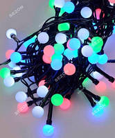 Кульки 10 мм 100 LED 6м чорний дріт мульти