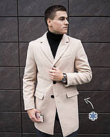 Стильне чоловіче пальто зимове, бежеве. Тепле пальто чоловіче / Розміри (M, XL)