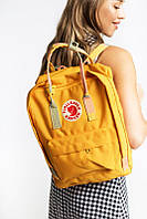 Стильный рюкзак Fjallraven Kanken жёлтый/ Канкен портфель для школы и на каждый день