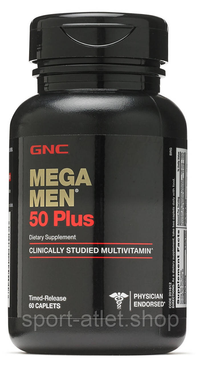 Вітаміни та мінерали GNC Mega Men 50 Plus, 60 каплет