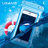Чехол водонепроницаемый для телефона и документов USAMS Waterproof (голубой)