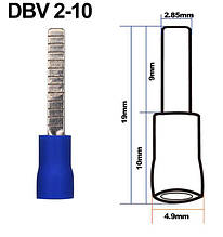 Наконечник штировий плоский із ізоляцією DBV 2-10 (1,5-2,5/10)
