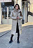 Пальто-пуховик з екошкіри тепле вільного крою на кнопках із поясом у комплекті Gch1470, фото 8