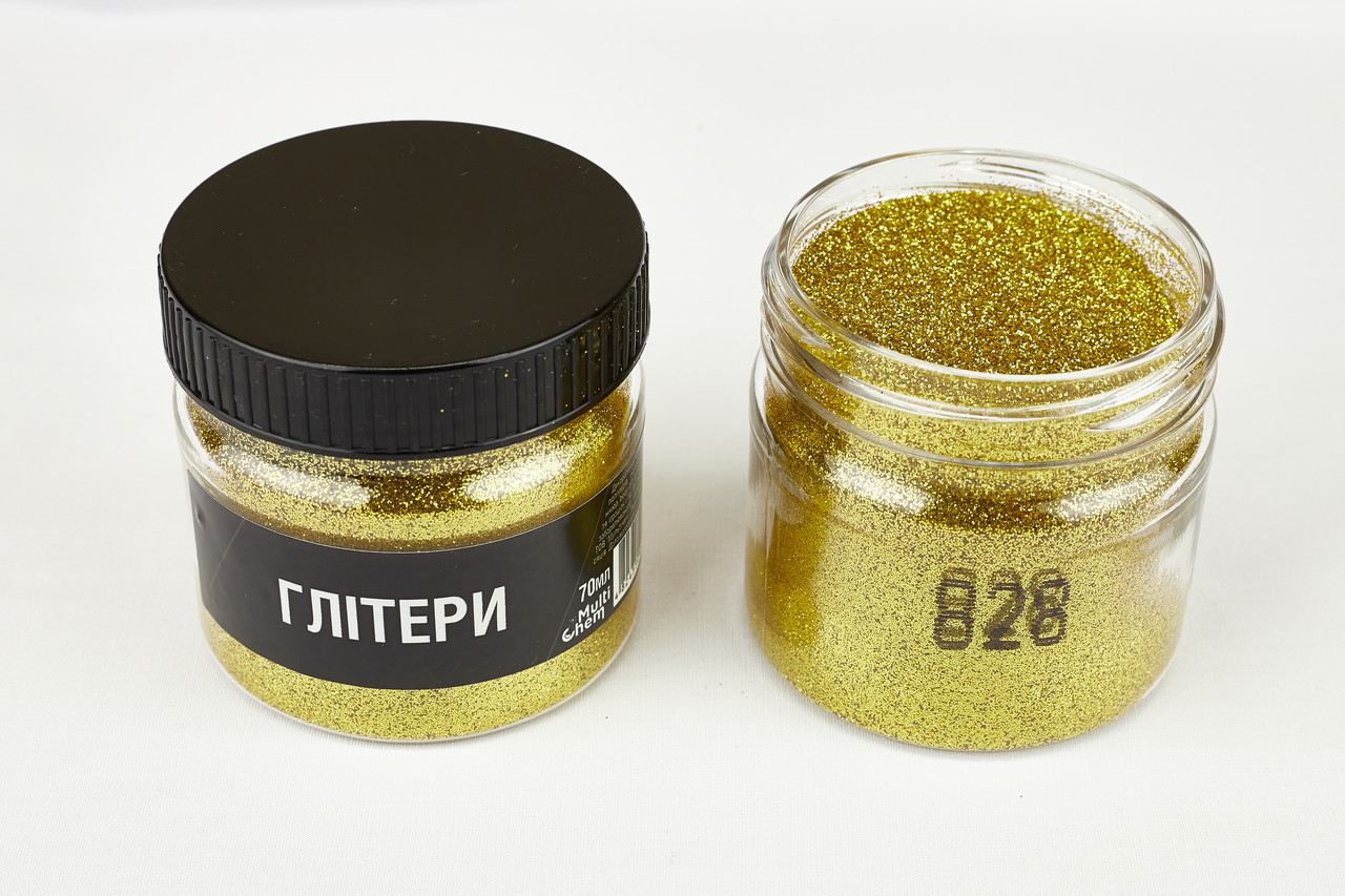 Глітер золотий яскравий 828, 0,2 мм 1/128 , 70 мл