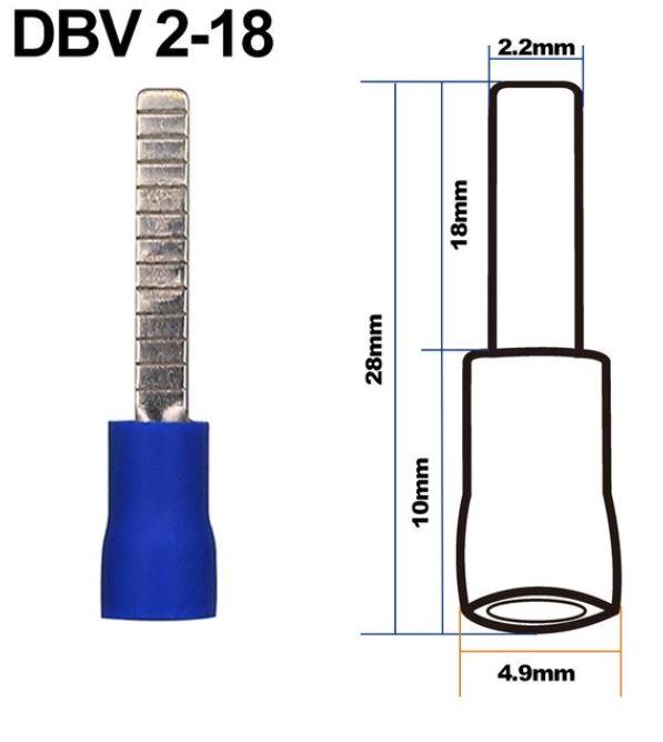 Наконечник штирьовий плоский з ізоляцією DBV 2-18 (1,5-2,5/18)