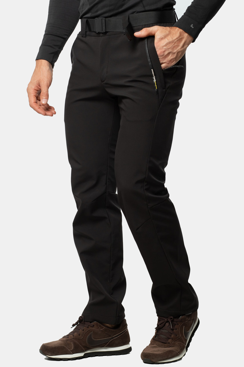 Спортивні штани чорні на флісі Softshell Windstopper Avecs AV-50198 софтшелл Розм. S/46 M/48 L/50 2XL/54 3XL/56