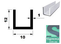 Швеллер алюминиевый 10х12х1 анод