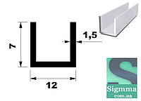 Швеллер алюминиевый 12 х7х1,5 анод
