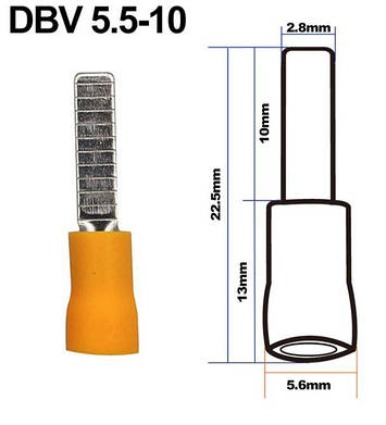 Наконечник штирьовий плоский з ізоляцією DBV 5.5-10 (4-6/10), фото 1