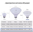 Фитолампа для рослин подвійна на 200 leds з універсальним гнучким кронштейном, фото 9