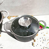 Каструля казан чеканий із мармуровим антипригарним покриттям 6.2 л 28 см Edenberg EB-3966 Індукційний казан, фото 6