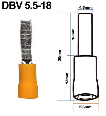Наконечник штирьовий плоский з ізоляцією DBV 5.5-18 (4-6/18), фото 1