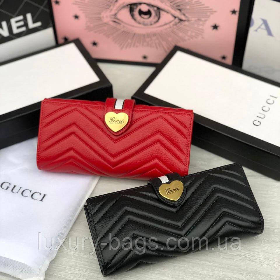 Жіночий шкіряний брендовий гаманець червоний чорний