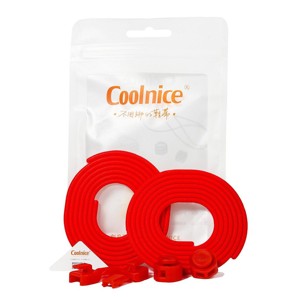 Шнурки для взуття силіконові Coolnice довгі круглі із затягуванням (червоні)