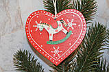 Новорічний дерев'яний декор Серце (шт), фото 2