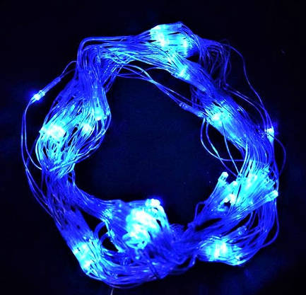 Світлодіодна Гірлянда Сітка 1.2 х 2.1 метра LED 180 Синя Силіконова Неон, фото 3