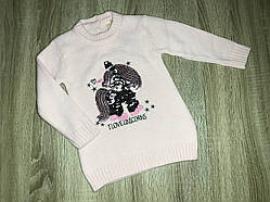 Дитячий светр для дівчинки з паєтками і єдинорогом р 1-2;  3-4