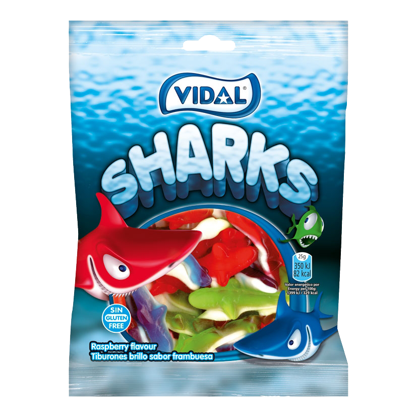 Желейки мармеладні желейні жувальні цукерки Акули Sharks 90г ТМ VIDAL
