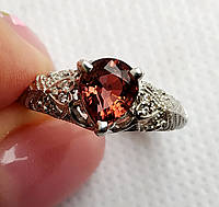 Изысканное кольцо с натуральным мозамбикским винно-розовым турмалином 1.35 ct Филигрань Размер 17