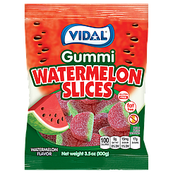 Желейні жувальні цукерки желейки зі смаком кавуна в цукрі Watermelon Slices 90г ТМ VIDAL Іспанія