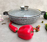 Казан-жаровня-сковорода з гранітним антипригарним покриттям 5.5 л 33 см Edenberg EB-8042 Жаровня з кришкою, фото 5