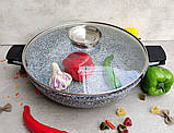 Казан-жаровня-сковорода з гранітним антипригарним покриттям 5.5 л 33 см Edenberg EB-8042 Жаровня з кришкою, фото 3