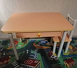 Дитячий столик і стільчик від виробника Дерево і ЛДСП стілець-стіл столик пенал Стіл і стільчик для дітей, фото 3