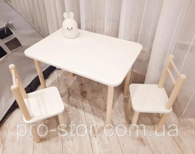 ДДЕТський столик і стільці від виробника дерева і ЛДСП стілець-стол Стіл і стілець для дітей Білий