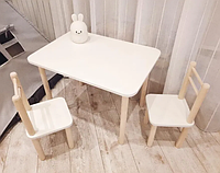 ДДетский столик и стульчик от производителя Дерево и ЛДСП стул-стол Стол и стульчик для детей Белый