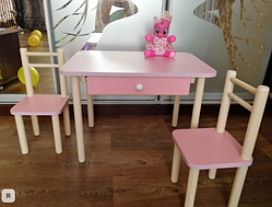 Дитячий столик і стільці від виробника дерева і ЛДСП стілець-стол стіл і стільці для дітей Рожевий