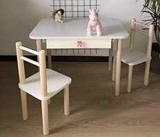 Стіл і стілець для дітей Дитячий столик і стільці від виробника дерева і ЛДСП стілець-стол Білий