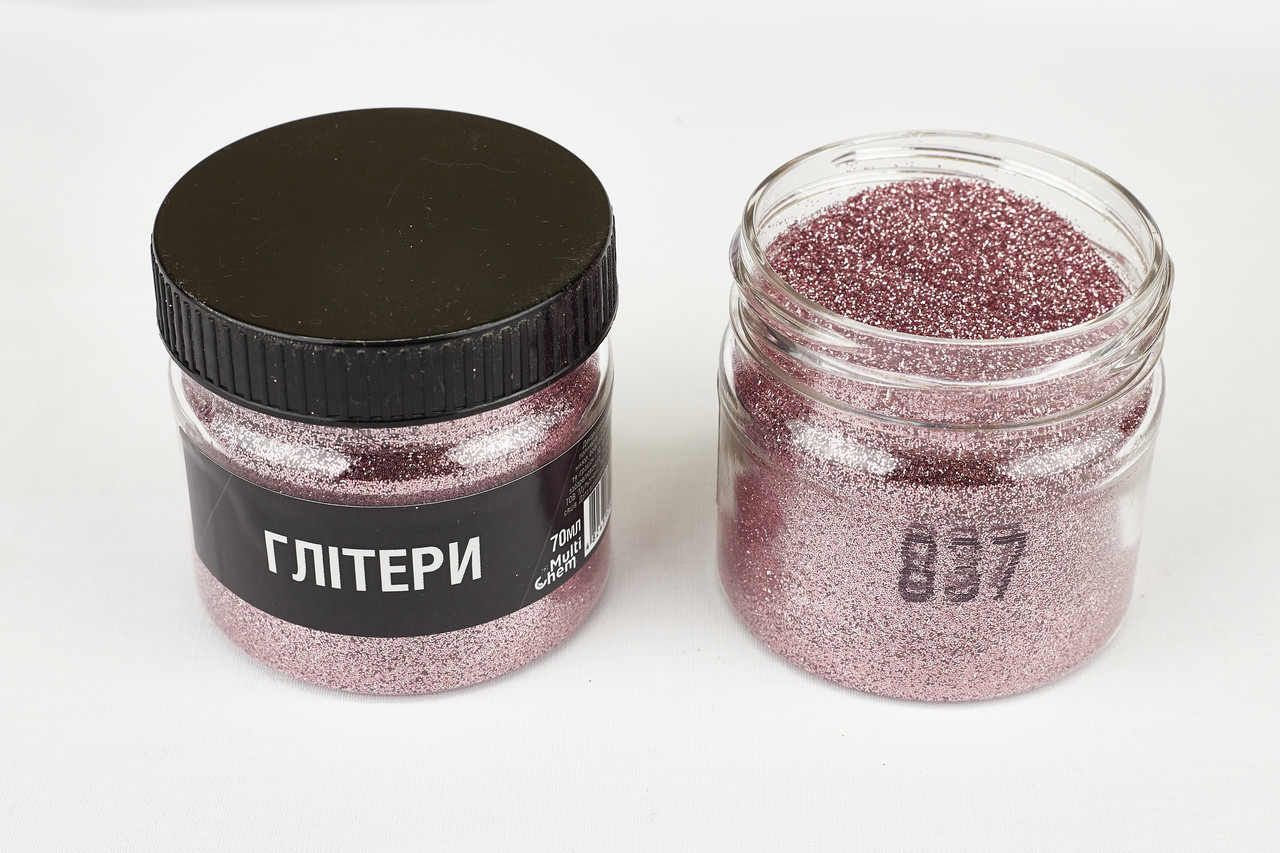Глітер рожево-бузковий 837, 0,2 мм 1/128 , 70 мл