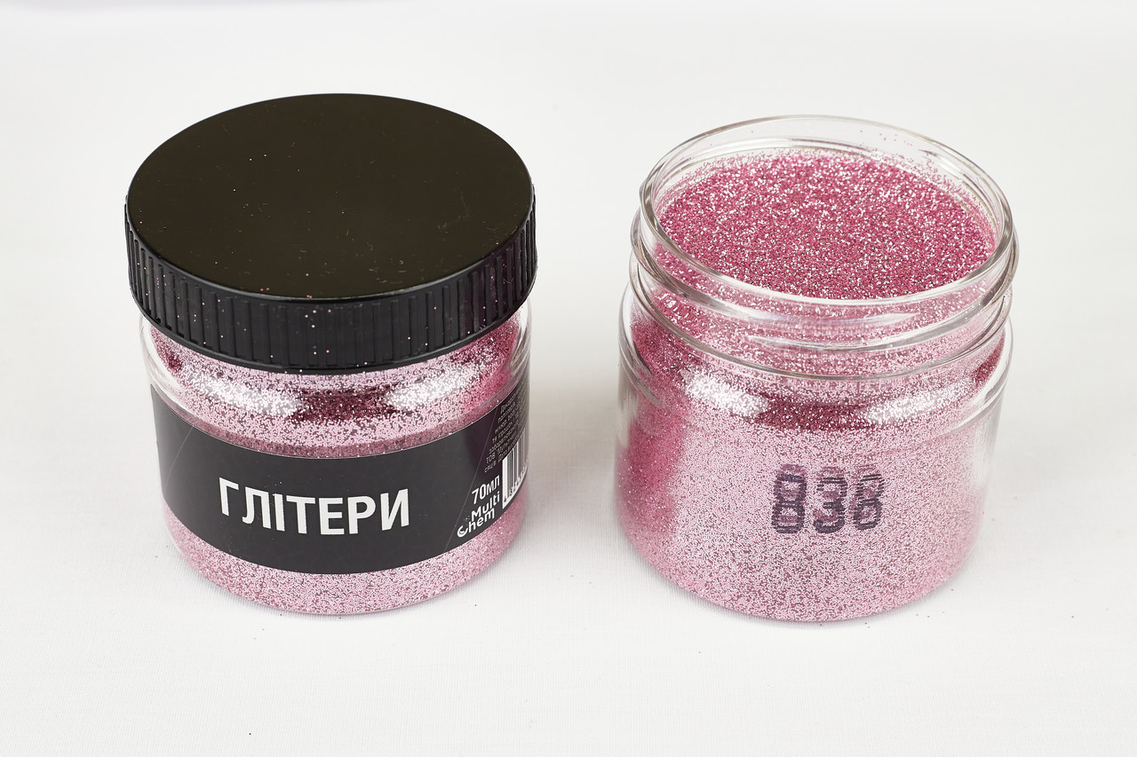 Глітер світло-рожевий 838, 0,2 мм 1/128 , 70 мл