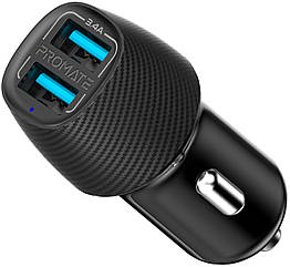 Автомобільний зарядний пристрій Promate Voltrip-Duo 17Вт 2 USB Black (voltrip-duo.black)