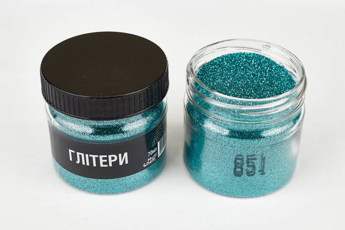 Глітер світло-зелений 851, 0,2 мм 1/128 , 70 мл, фото 1
