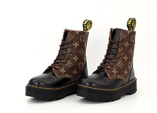 Зимові Жіночі чорні Черевики Dr.Martens Louis Vuitton