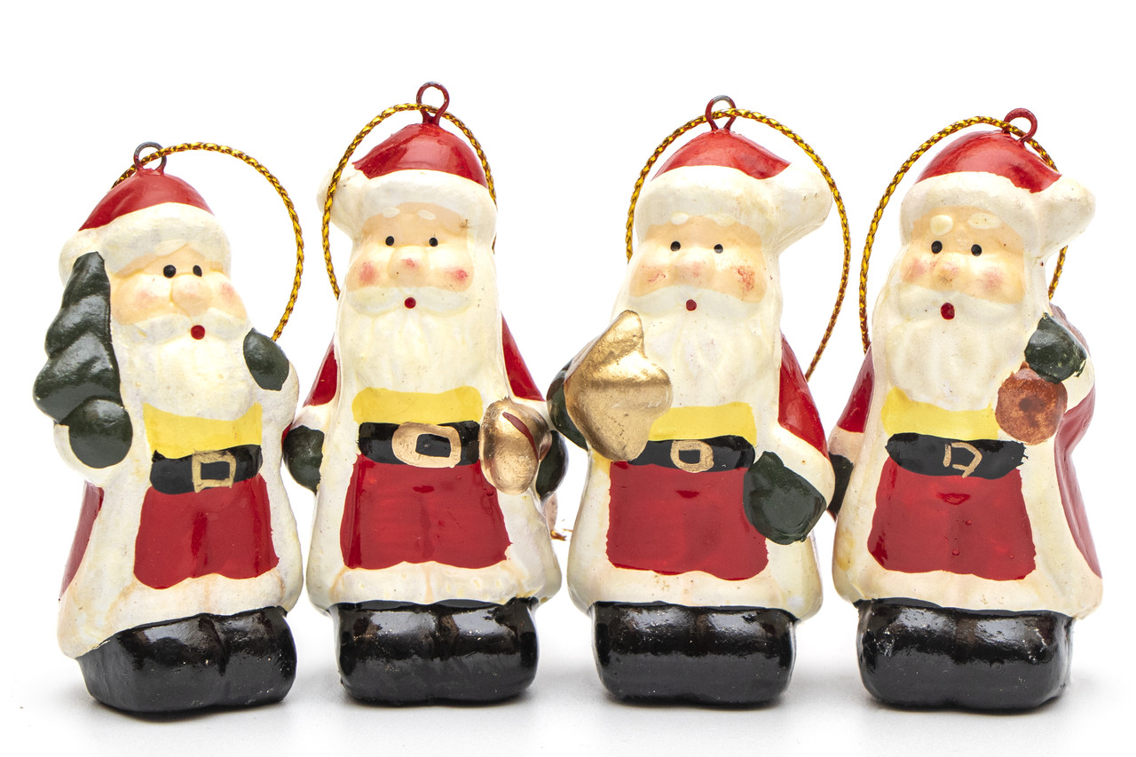 Набір ялинкових іграшок - Дід Мороз, 4 шт, 6 см, різнокольоровий, кераміка (013104), фото 1