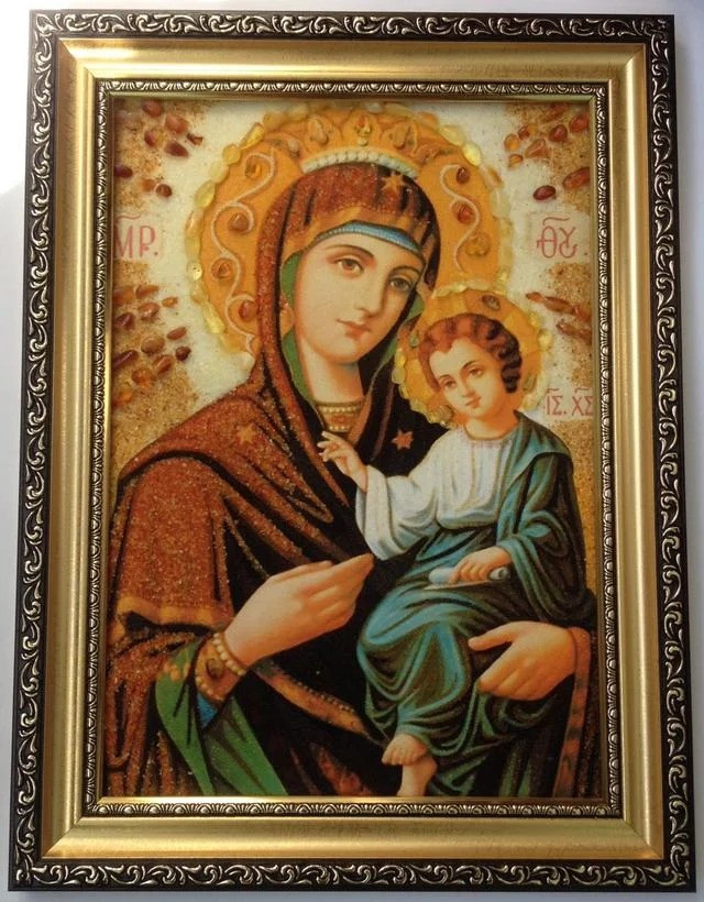 Картина из янтаря " Икона-Дева Мария " - фото 4 - id-p76112347