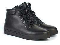 Ботинки мужские зимние черны кожаные на меху на молнии обувь на широкую стопу Rosso Avangard Ranger SL Black L