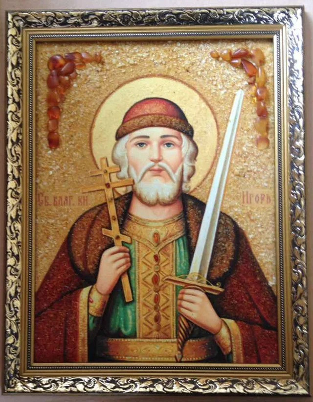 Картина из янтаря " Икона-Св. Александр - фото 5 - id-p76056948