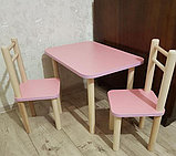 Дитячий столик і стільці від виробника дерева і ЛДСП стілець-стол стіл і стільці для дітей Рожевий, фото 4