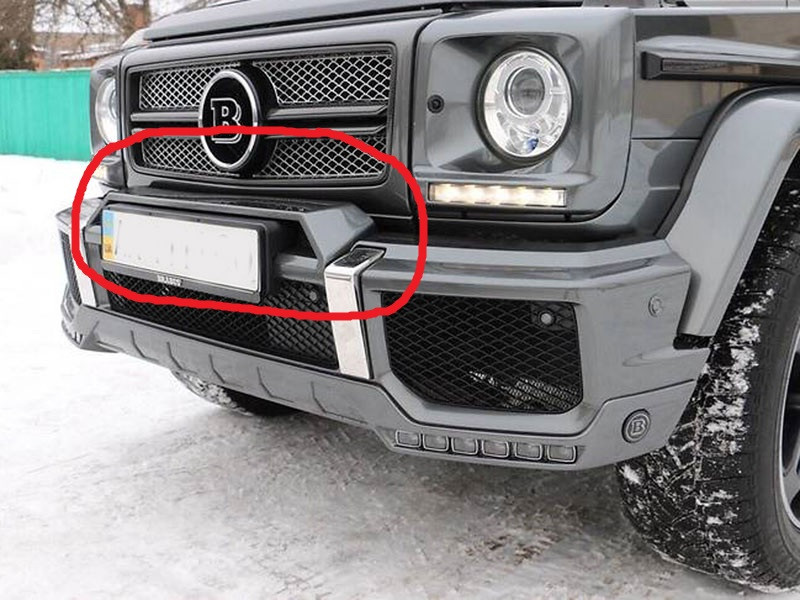 Карбонова накладка на передній бампер "будиночок" для Mercedes G-class W463 стиль Brabus, фото 1