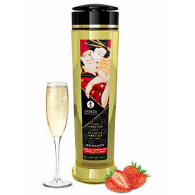 Масажне масло Shunga Romance - Sparkling Strawberry Wine (240 мл) натуральне зволожуючий