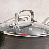 Ківш чеканої з антипригарним покриттям мармуровим 1.5 л Edenberg EB-3673 Сотейник із кришкою скляної, фото 7