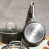 Ківш чеканої з антипригарним покриттям мармуровим 1.5 л Edenberg EB-3673 Сотейник із кришкою скляної, фото 8