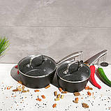 Ківш чеканої з антипригарним покриттям мармуровим 1.5 л Edenberg EB-3673 Сотейник із кришкою скляної, фото 10