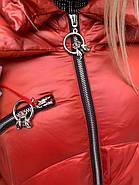 Пуховик жіночий пальто Tarun Y020-149-JH004 колір теракот з капюшоном, фото 7